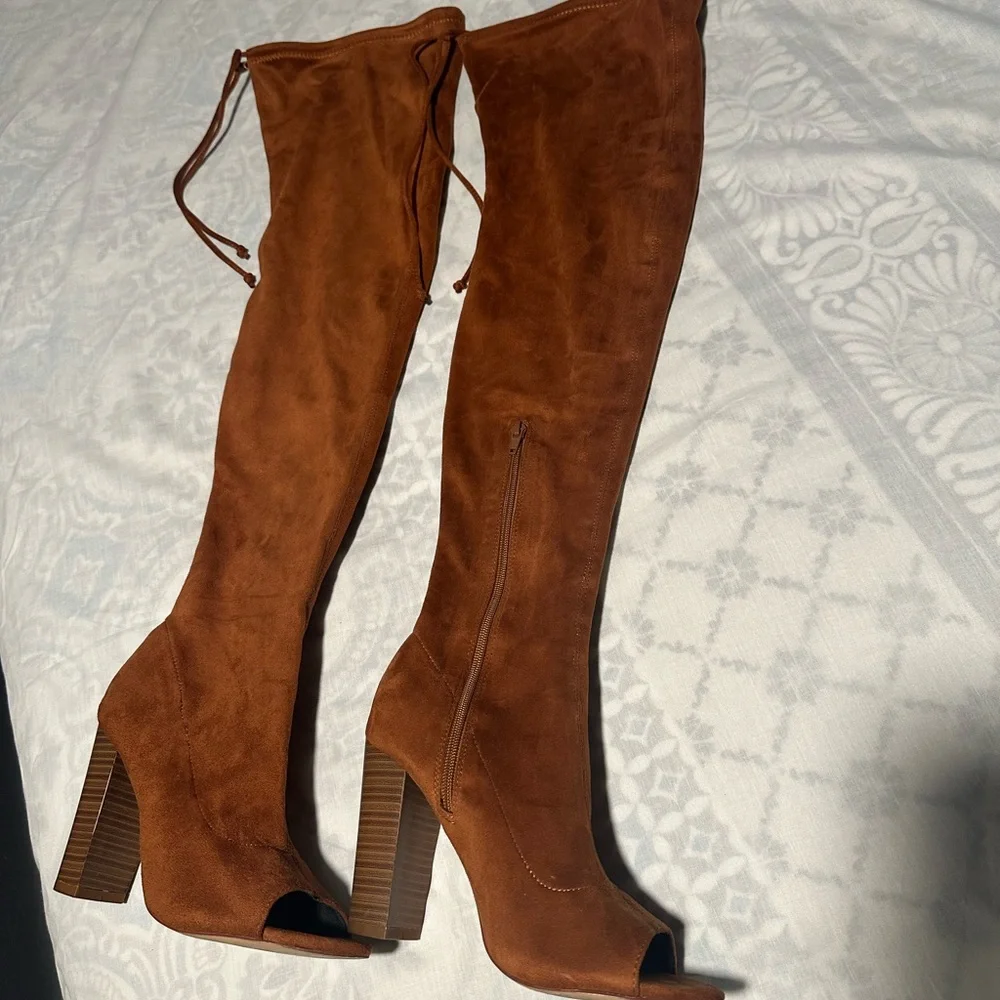 Olivia marrón Over the Knee heel Boots
